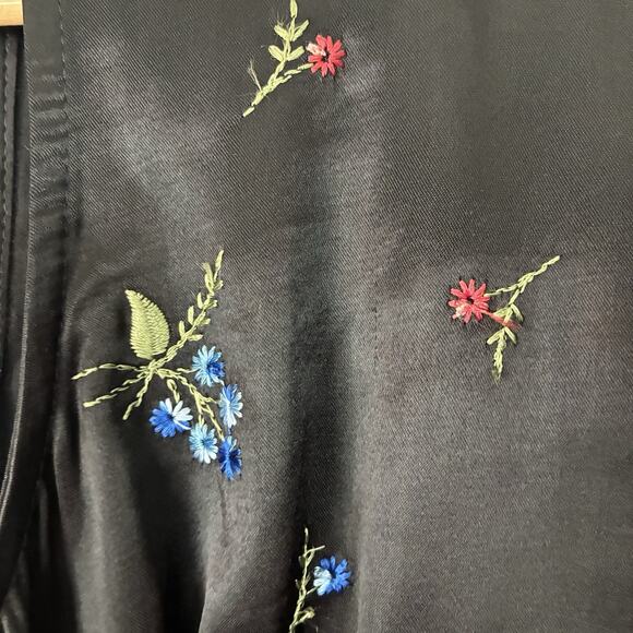 90s Y2K XOXO Satin Babydoll Dress Embroidered Sundress Floral size 0/2 XS - Picture 4 of 12